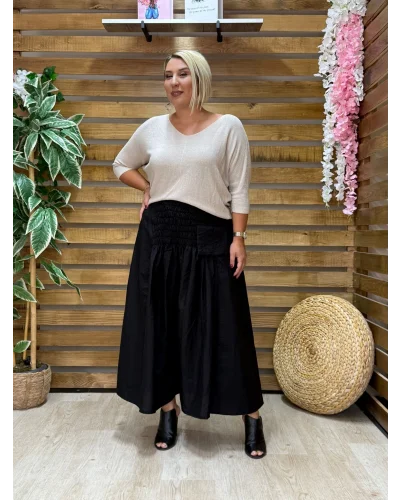 Paprica Tasarım Tafta Detaylı Etek Siyah