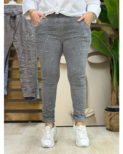 İtalyan Tasarım Taş İşleme Eskitme Detaylı Likralı Pantolon Antrasit