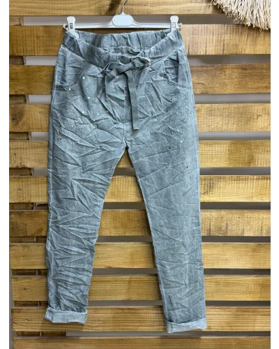 İtalyan Tasarım Taş İşleme Eskitme Detaylı Likralı Pantolon Mint