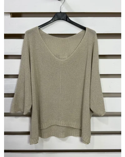 İtalyan Tasarım Merserize Bluz Vizon