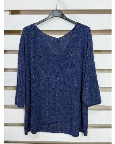 İtalyan Tasarım Merserize Bluz Lacivert