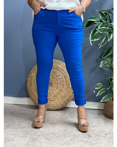 İtalyan Sihirli Likralı Pantolon Saks Mavi