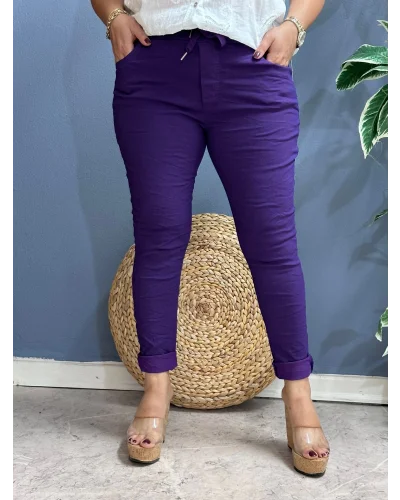 İtalyan Sihirli Likralı Pantolon Mor