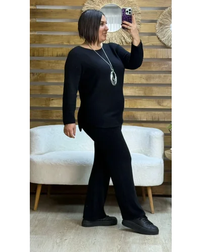 İtalyan Tasarım Angora Triko Takım Siyah