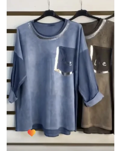 İtalyan Tasarım Cep Detaylı Bluz