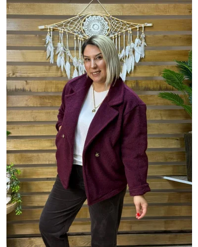 İtalyan Tasarım Keçe Ceket Bordo