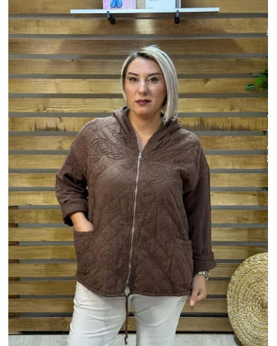 İtalyan Tasarım Nakış İşleme Ceket Kahve