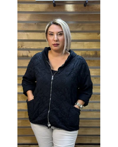 İtalyan Tasarım Nakış İşleme Ceket Siyah