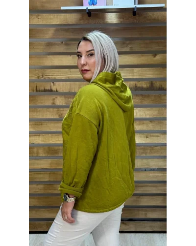 İtalyan Tasarım Nakış İşleme Ceket Yağ Yeşili