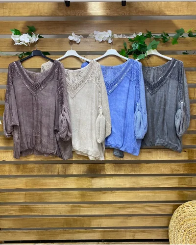 İtalyan Tasarım Önü İpek Arkası Triko Bluz