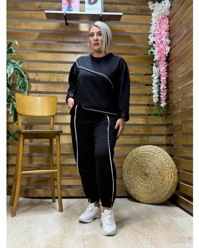 Tasarım Eşofman Takımı Alt ve Üst Siyah