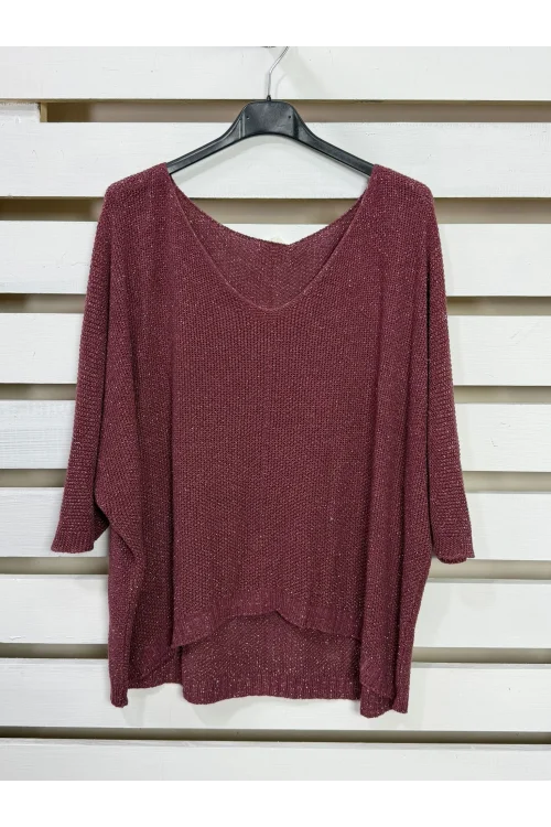 İtalyan Tasarım Merserize Bluz Bordo