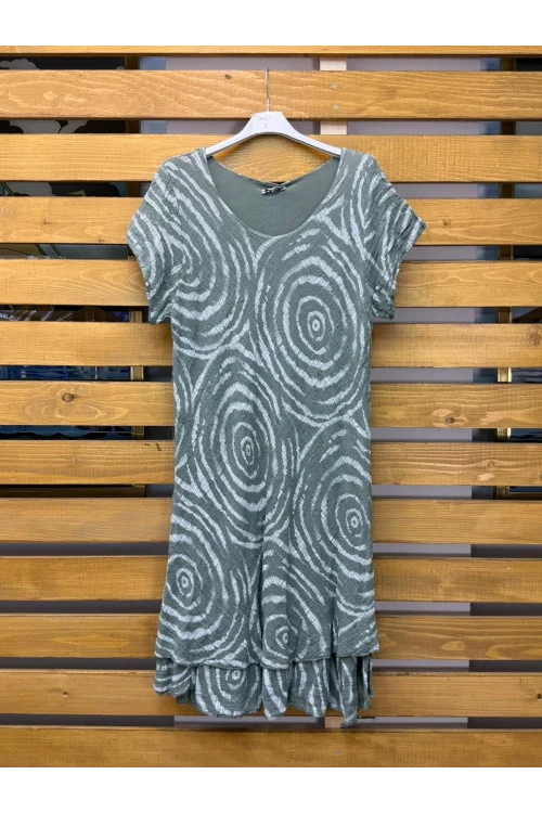 İtalyan Tasarim Batik Elbise Haki