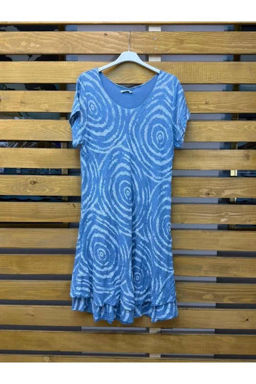İtalyan Tasarim Batik Elbise Mavi