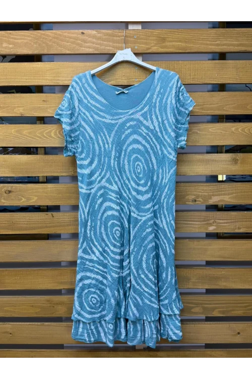 İtalyan Tasarim Batik Elbise Turkuaz