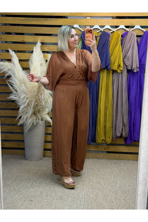 İtalyan Tasarım İpek Tulum Camel