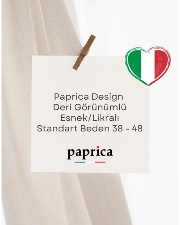 Tasarım Deri Görünümlü Likralı İp Çizgi Detay Pantolon