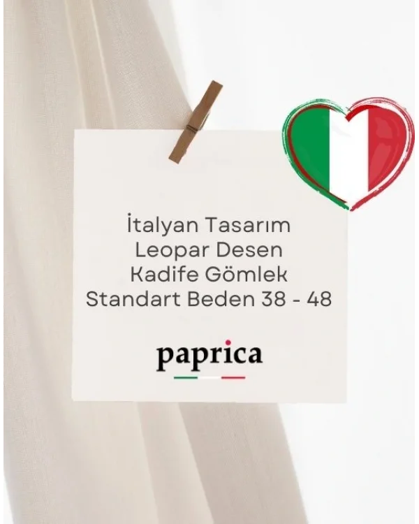 İtalyan Tasarım Leopar Desen Kadife Gömlek Siyah