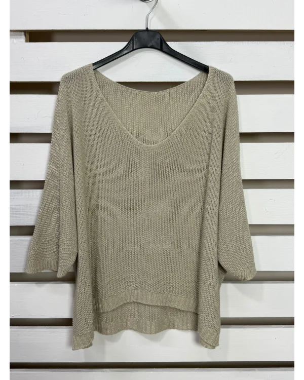 İtalyan Tasarım Merserize Bluz Vizon