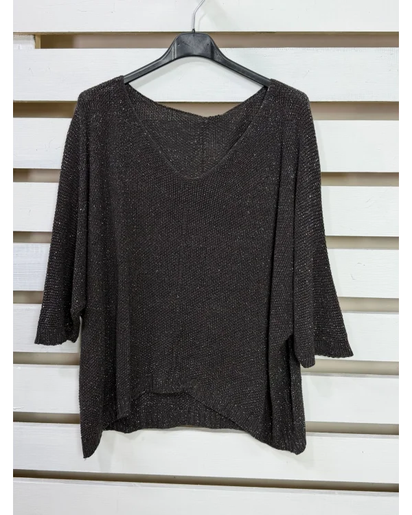 İtalyan Tasarım Merserize Bluz Acı Kahve