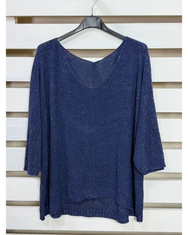 İtalyan Tasarım Merserize Bluz Lacivert