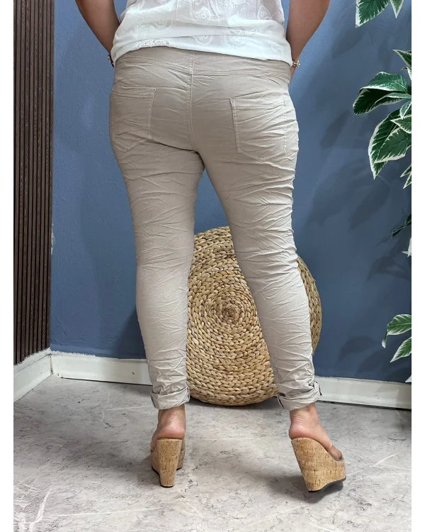 İtalyan Sihirli Likralı Pantolon Bej