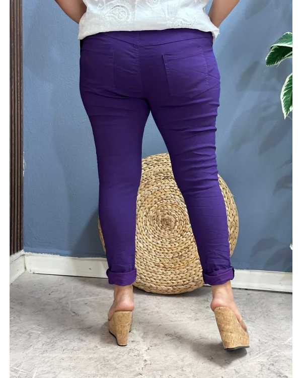 İtalyan Sihirli Likralı Pantolon Mor