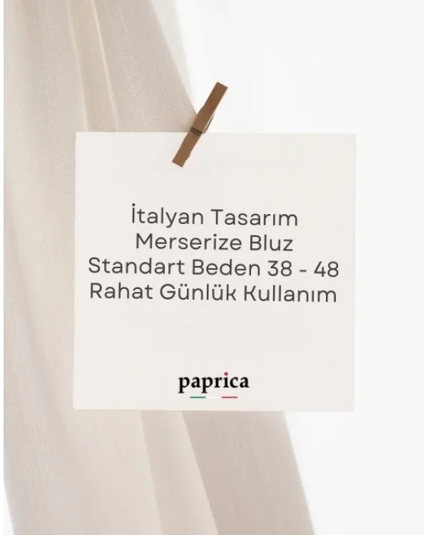 İtalyan Eskitme Merserize Tasarım Bluz Çimen
