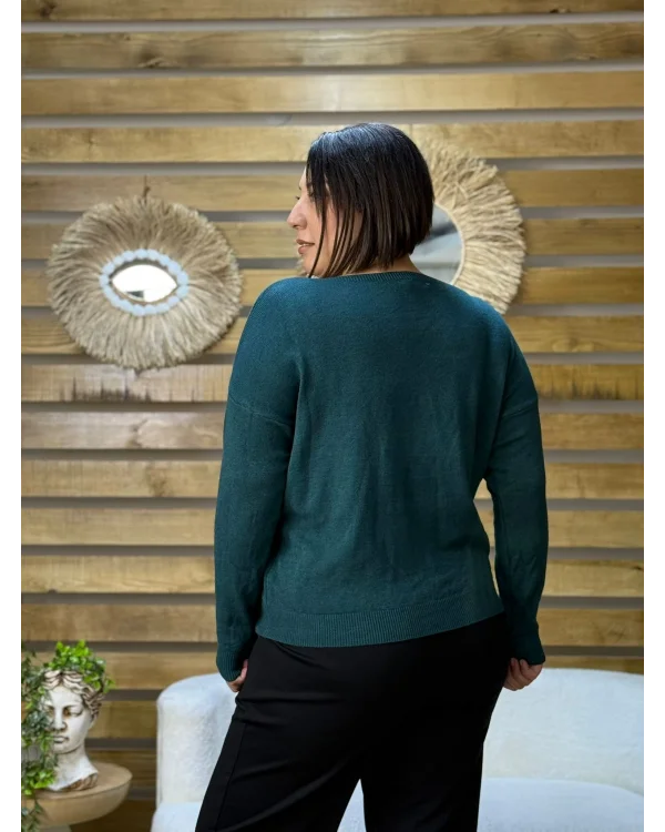 İtalyan Tasarım Papatya İşlemeli Angora Kazak Türk Mavisi