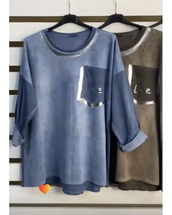 İtalyan Tasarım Cep Detaylı Bluz