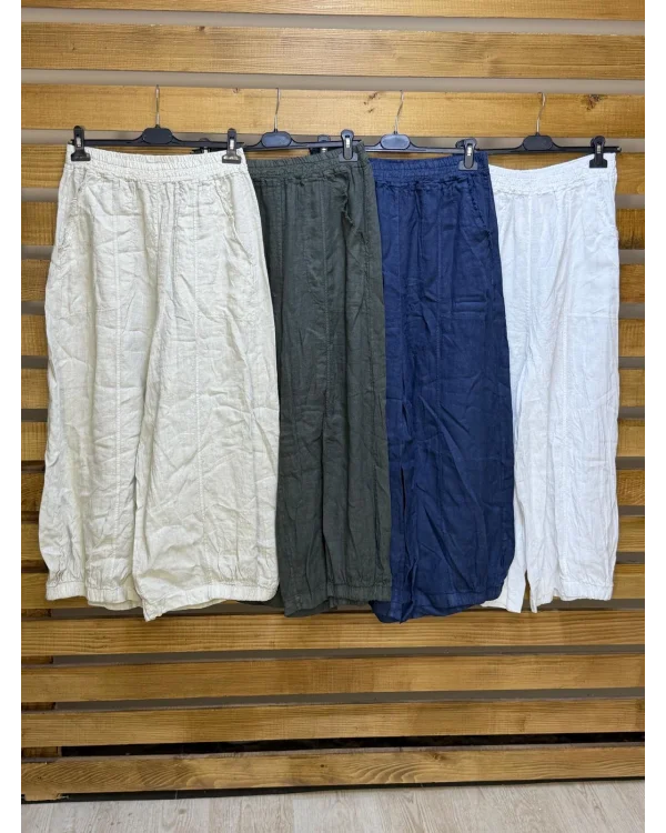 İtalyan Tasarım Ham Keten Şalvar Model Pantolon Lacivert