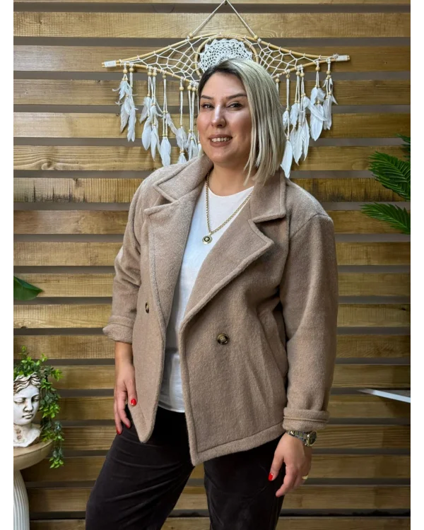İtalyan Tasarım Keçe Ceket Vizon