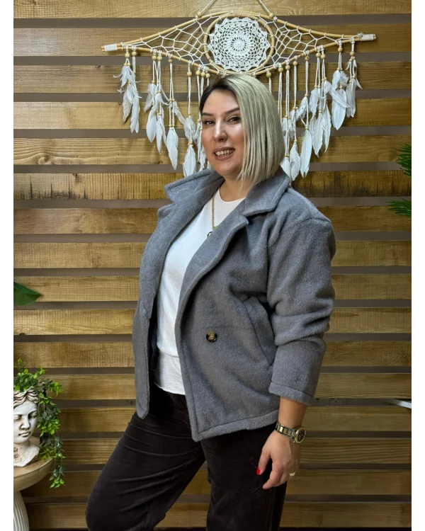 İtalyan Tasarım Keçe Ceket Füme