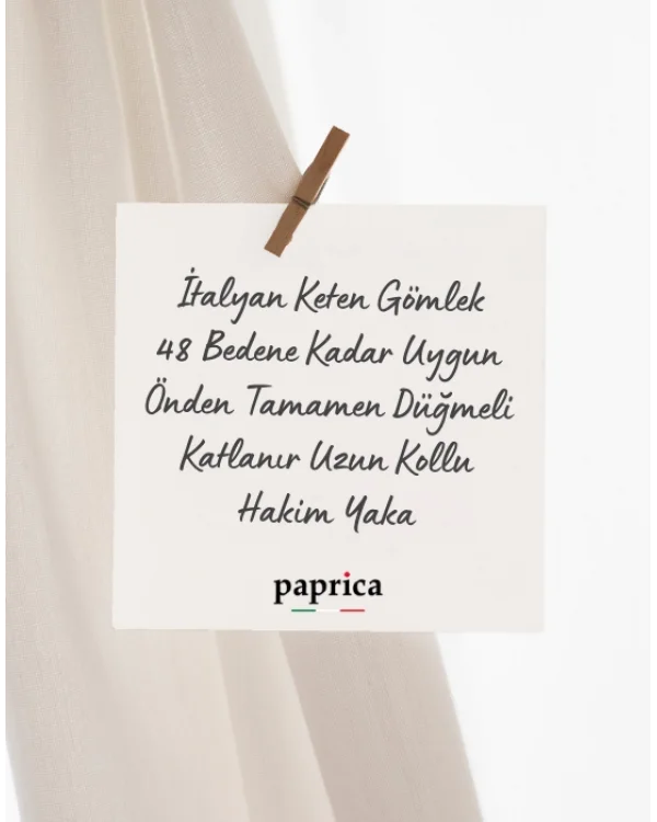 İtalyan Tek Cebi Pullu Tasarım Keten Gömlek Sarı