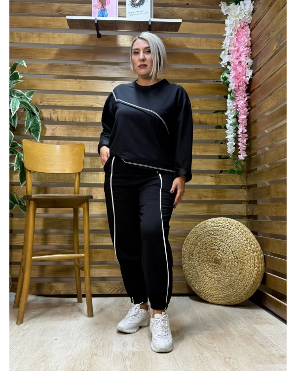 Tasarım Eşofman Takımı Alt ve Üst Siyah