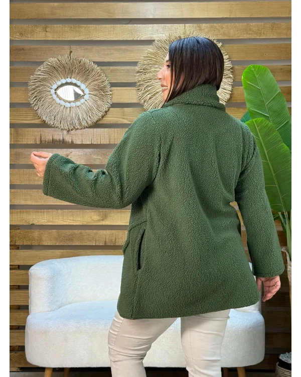 Tasarım Özel Yaka Kuzu Ceket Haki