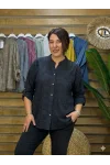 İtalyan Tasarım Nakış İşlemeli Sırt Detay İpek Gömlek Siyah