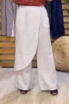 Asimetrik Etek Görünümlü Pantolon Beyaz