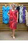 İtalyan Batik Desen Elbise Kırmızı