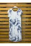 İtalyan Batik Desen Elbise Beyaz