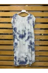 İtalyan Batik Desen Elbise Krem