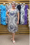 İtalyan Batik Desen Elbise Vizon