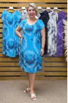 İtalyan Batik Desen Elbise Mavi