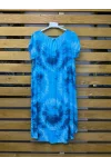 İtalyan Batik Desen Elbise Mavi