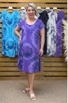 İtalyan Batik Desen Elbise Mor