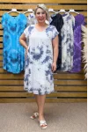 İtalyan Batik Desen Elbise Beyaz