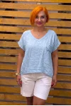 İtalyan Tasarım Cebi Nakışlı Bluz Bebe Mavisi