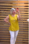 İtalyan Tasarım Çiçek Motifli Bluz Sarı