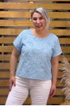 İtalyan Tasarım Fisto Nakışlı Bluz Bebe Mavisi