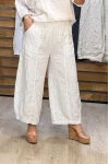 İtalyan Tasarım Ham Keten Şalvar Model Pantolon Beyaz